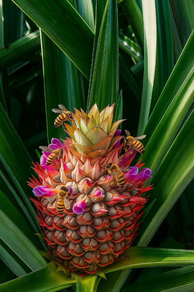 Floración y polinización de la piña